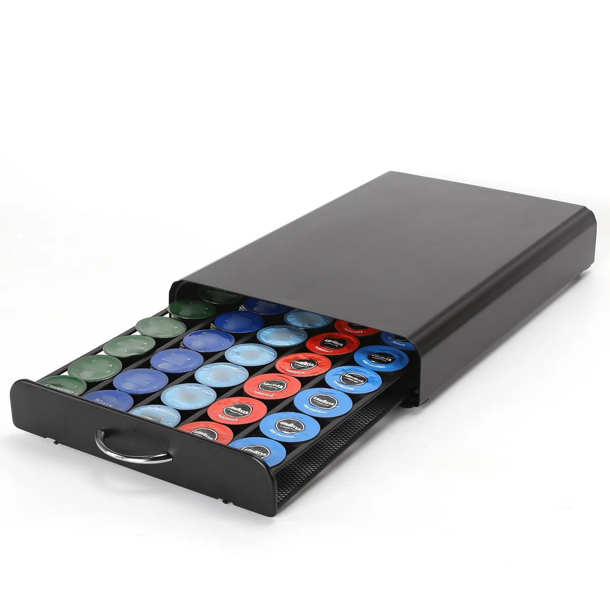 Cassetto Porta Cialde caffè,Porta Capsule per caffè Compatibile con Modo Mio,Cassetti per Cialde Supporto di Metallo,Capacità: 40 capsules - Nero