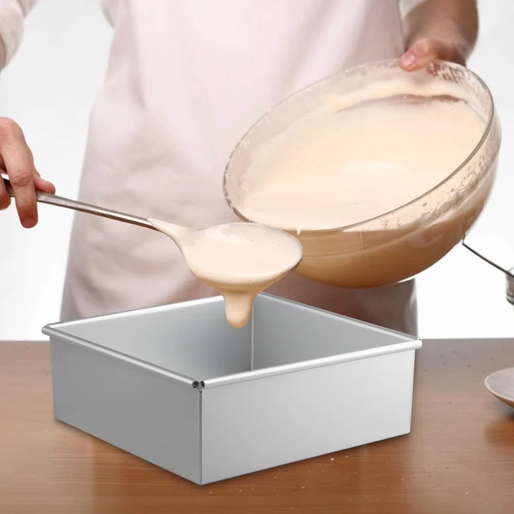 2 Pezzi Stampo Quadrato Alluminio Anodizzato, 6+8 Pollici Stampo Per Torta Quadrata Rimovibile, Tortiere Quadrate in Antiaderente per Tiramisu e Cheesecake, Torte Mousse Mousse