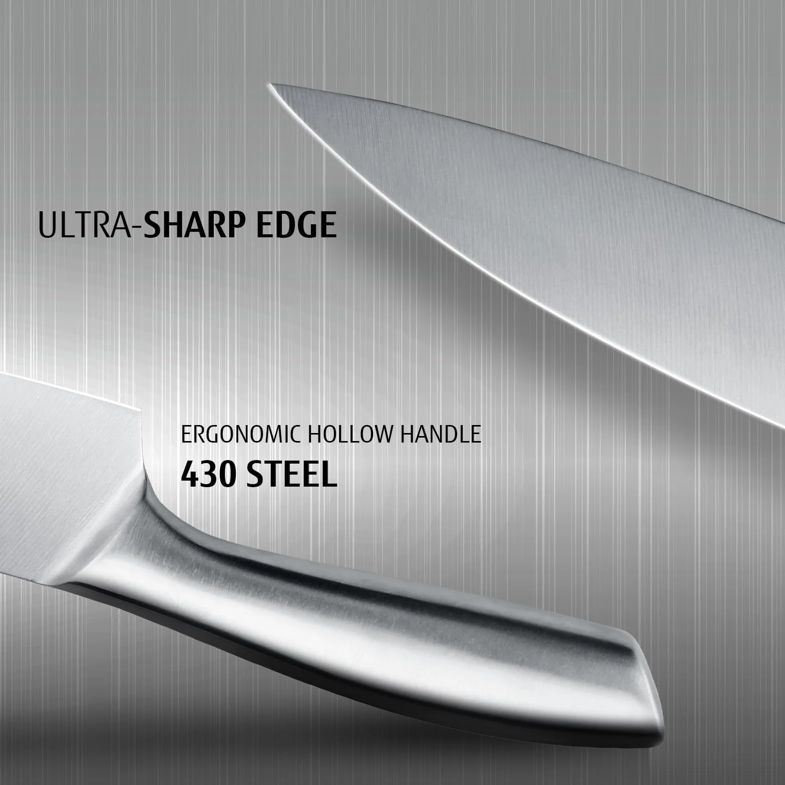 hecef Set Coltelli da Cucina Professionali, Tutti in Acciaio Inox Argento, Coltello da Chef, 5 Pezzi Coltello da Cucina e 5 Pezzi Foderi per Coltelli