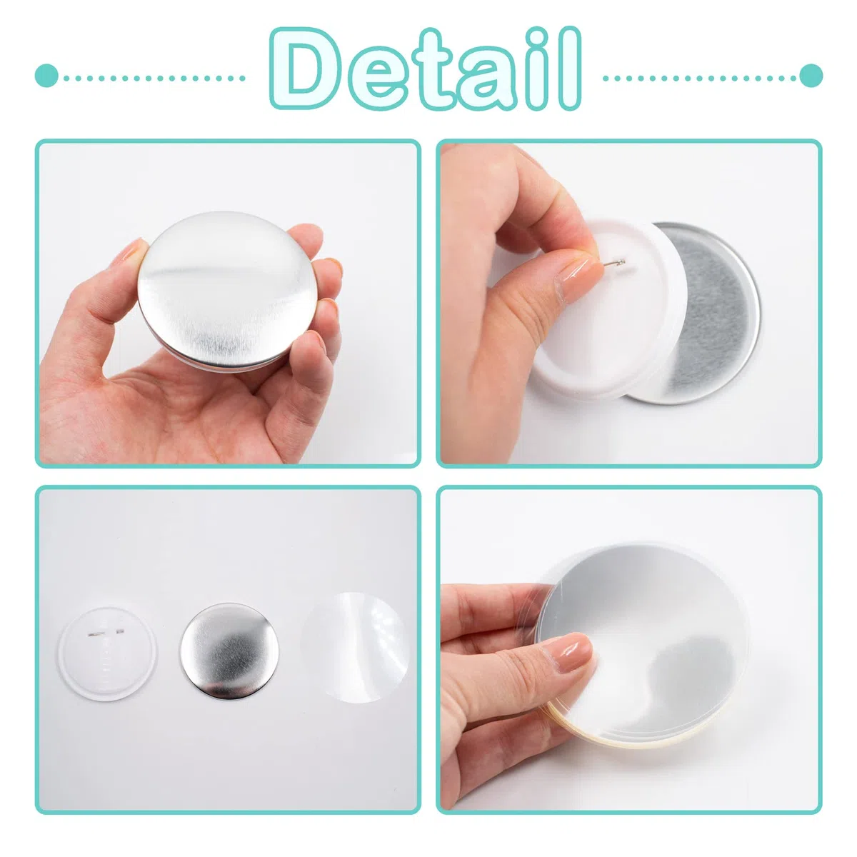100 pezzi 58mm Blank Pin Button Parti del bottone posteriore per Button Maker Machine Artigianato fai da te tra cui coperture in metallo e pellicola trasparente