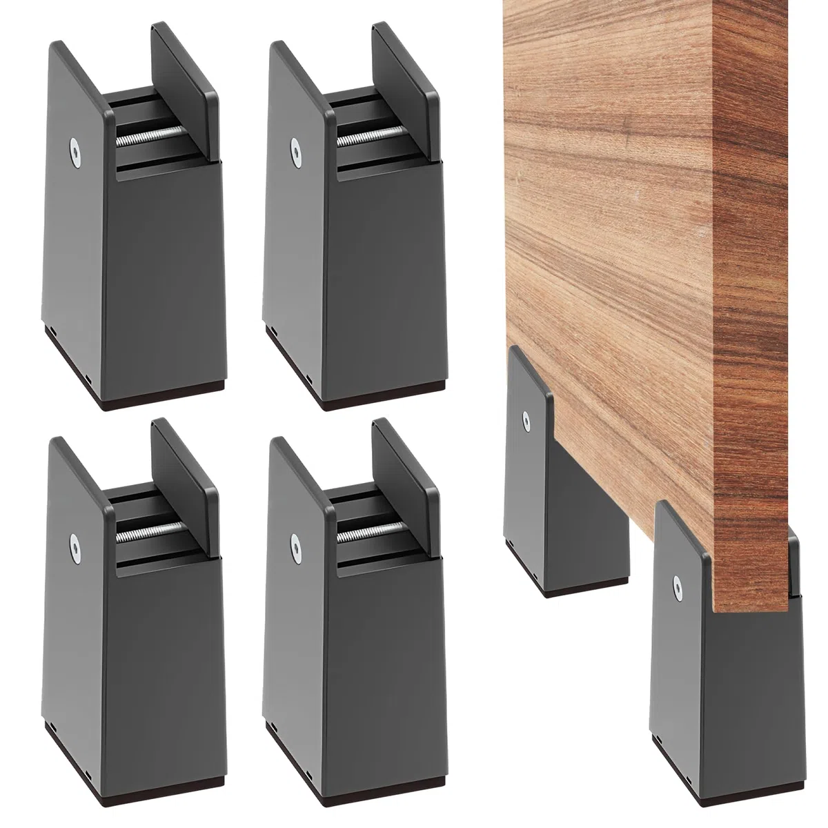 4 piedini regolabili per mobili, 10 cm, regolabili, per 10 – 37 mm di larghezza, quadrati, rotondi, gambe per mobili, per divano, tavolo, sedia, letto, armadio (nero)