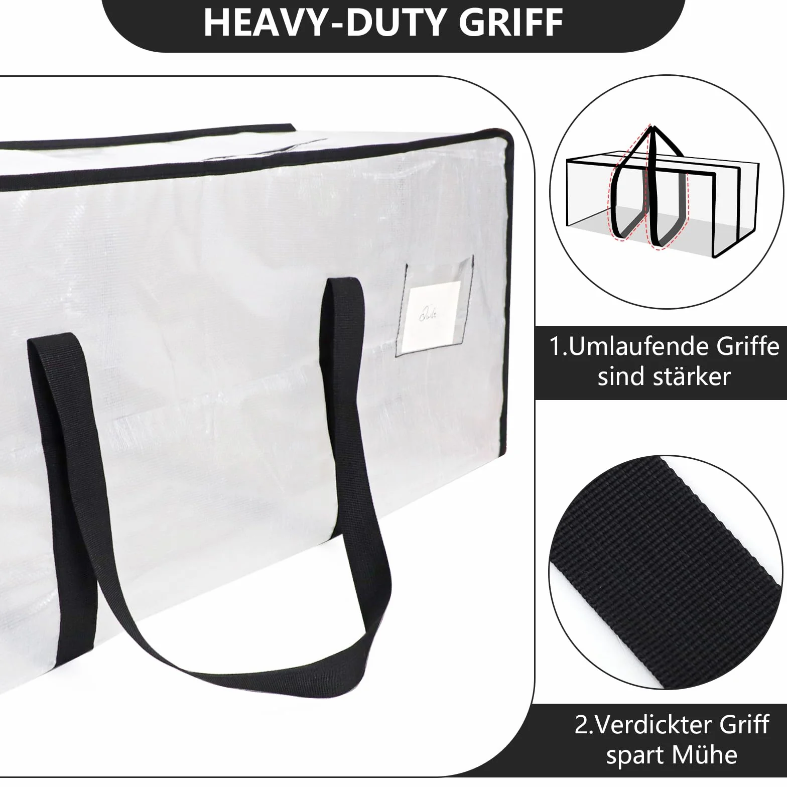 Dntorx 8 sacchetti da 120 l, resistenti e trasparenti, per trasloco di Natale, grandi dimensioni, con manico con cerniera, pieghevole, per trasloco, biancheria da letto, vestiti, 8 pezzi