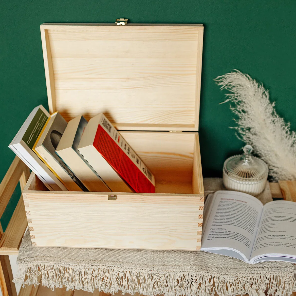 Creative Deco Scatola in Legno | 34.5 x 25 x 19.2 cm | con Coperchio Arrotondato e Serratura | Grande Cassetta Portaoggetti Portagiochi Cofanetto | Ideale per Decoupage Documenti Giocattoli Attrezzi