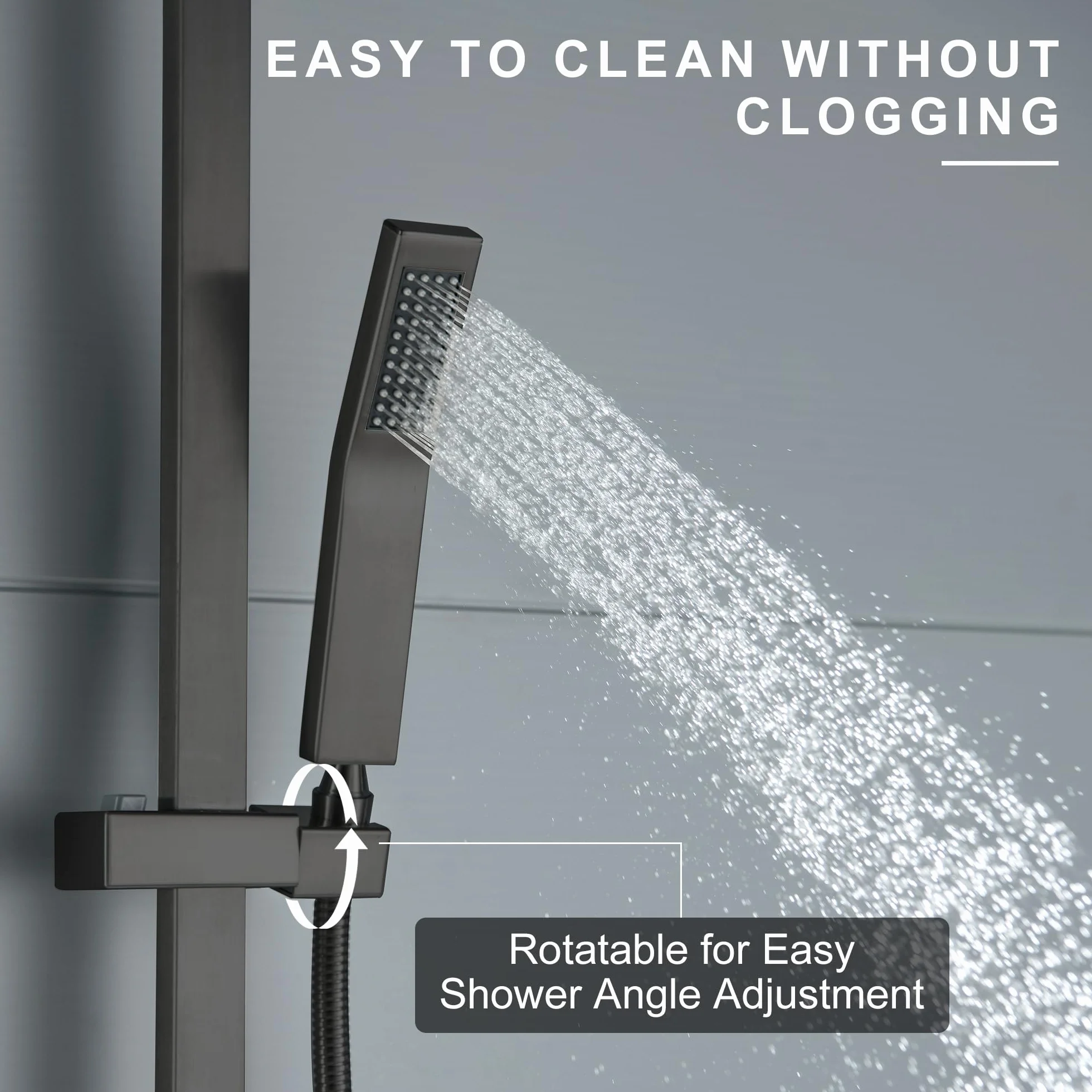 Asta Doccia in Acciaio Inox, Saliscendi Con Doccetta, Tubo e Supporto, Barra di Scorrimento per Bagno, Set Asta, Colonna Senza Miscelatore