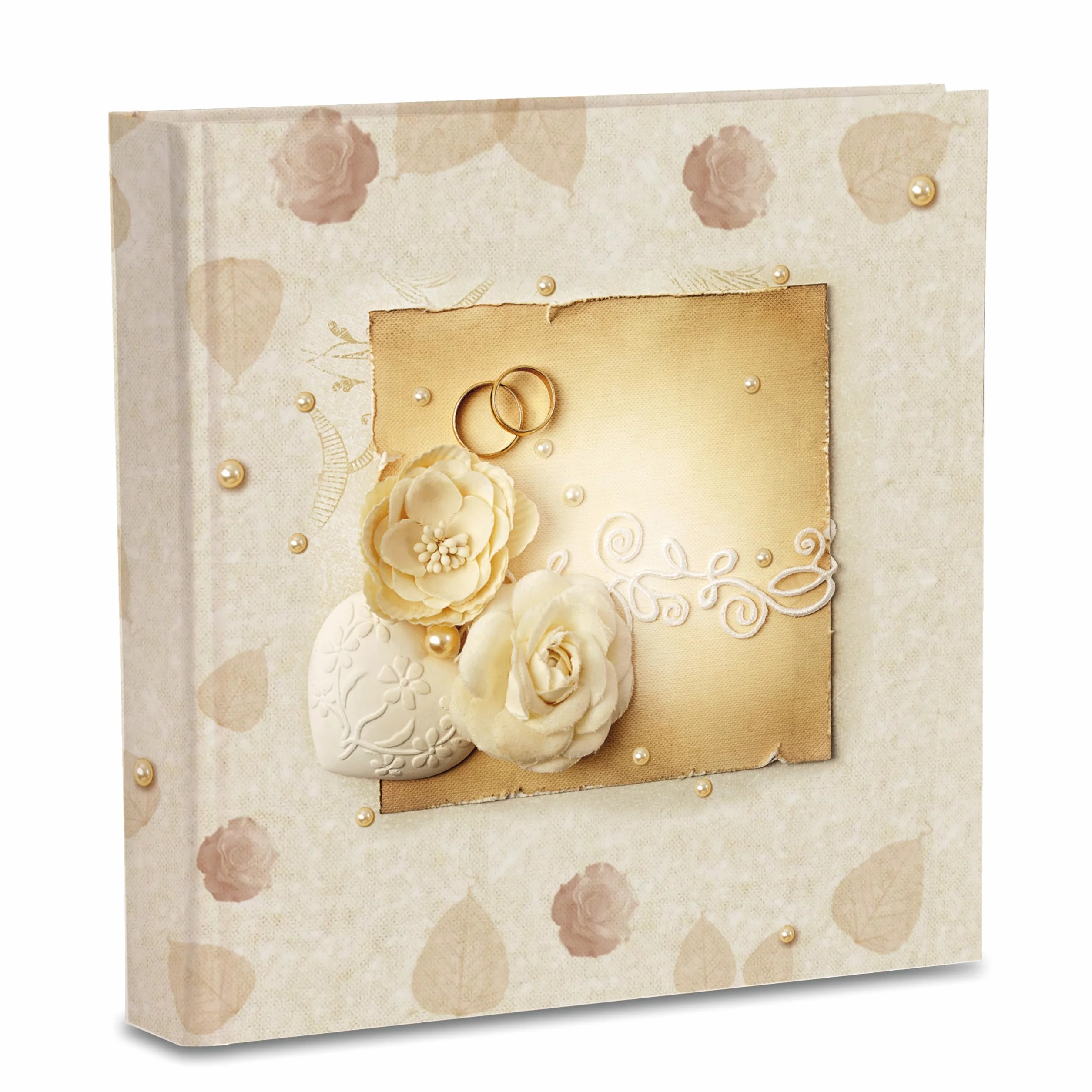 Album Fotografico 31x31/40fg (80 pagine) in cartoncino intervallato da velina Copertina in Carta Stampata con rifinitura plastificata Opaca, Rose e Fedi