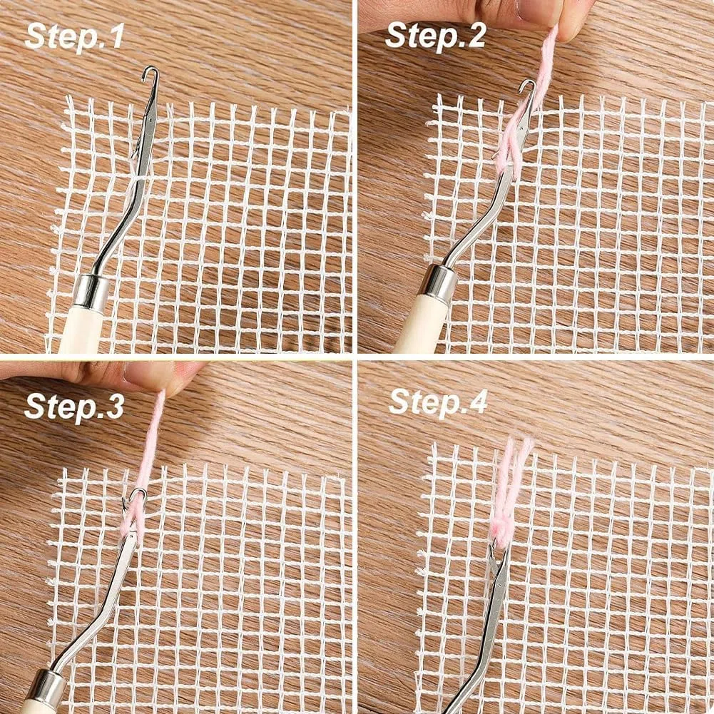 Tyenaza Panno a Rete per Maglieria, Tessuto a Rete per Tappeti, Rete Tela Bianco per Tappeti Fai da Te Mesh Artigianal per la casa Strumenti per Accessori(Mesh Cloth 150 * 100cm)