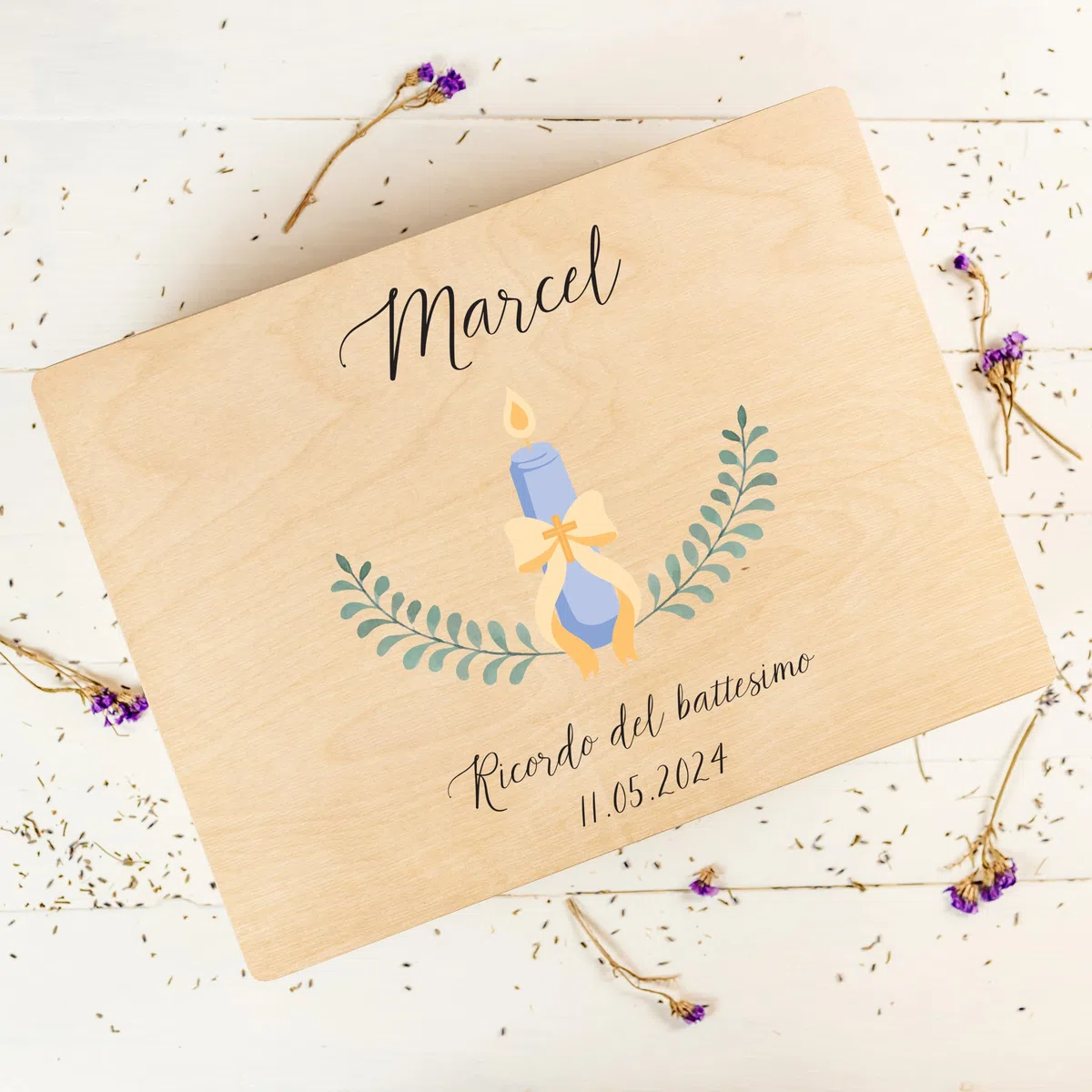 Creative Deco Battesimo Scatola di Regalo Personalizzato | Scatola della Memoria in Legno per Bambino/Bambina | Personalizzata | Incisione | per Ragazzo e Ragazza | Addobbi