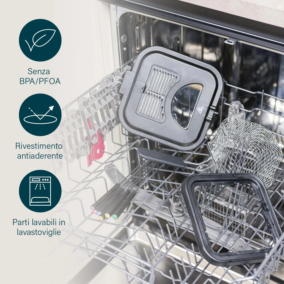 Princess Mini Friggitrice & Fonduta – 1,2 L – Con 6 forchette da fonduta – Riscaldamento rapido – Filtro antiodore – 840 W – 182611