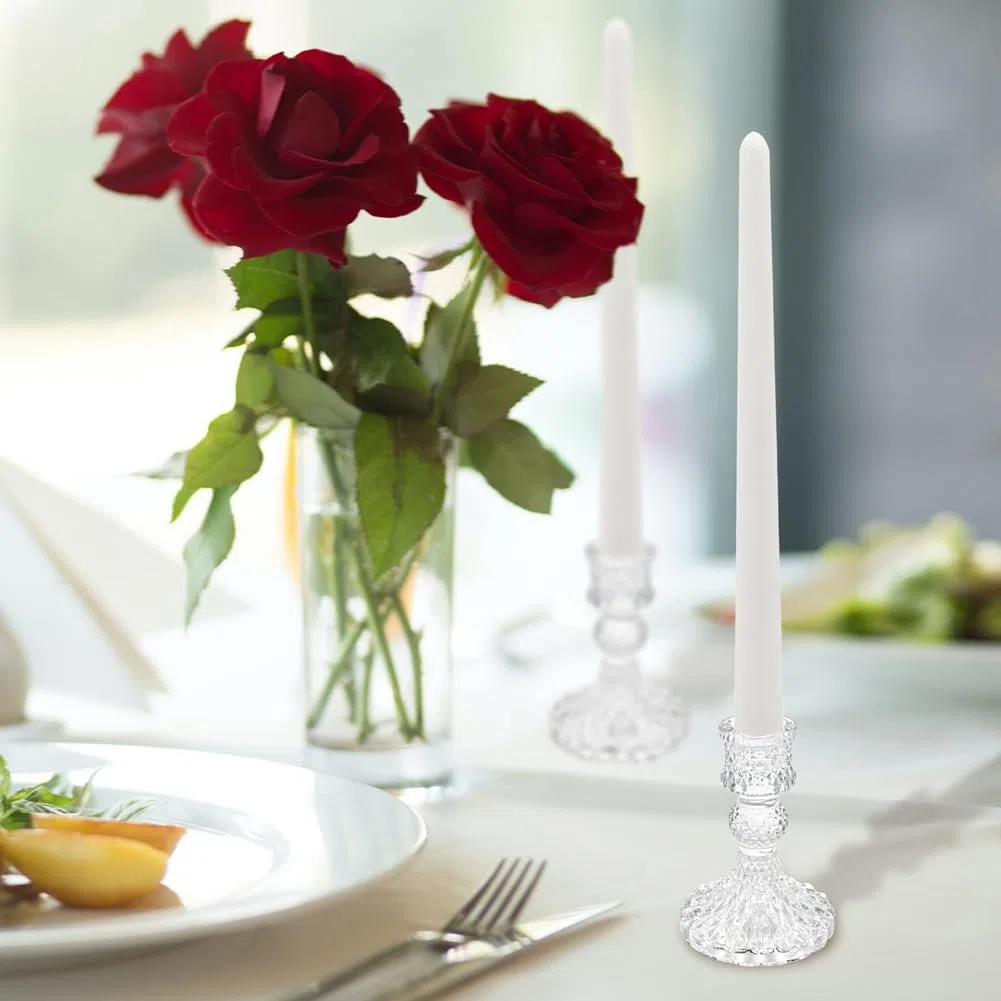 Portacandele in Vetro Set da 6, Portacandele Conici Trasparenti A Forma di Diamante per Centrotavola, Decorazioni per La Casa