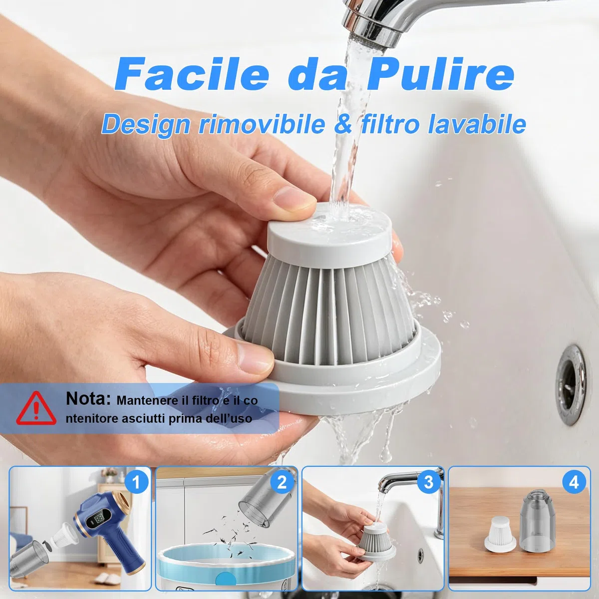 Aspirapolvere Portatile per Auto Senza Fili, Mini Aspirapolvere Manuale Ricaricabile con Display LCD e Multi-Bocchette, Alta Potenza per Auto, Casa, Ufficio, Divano, Peli di Animali, Tastiera