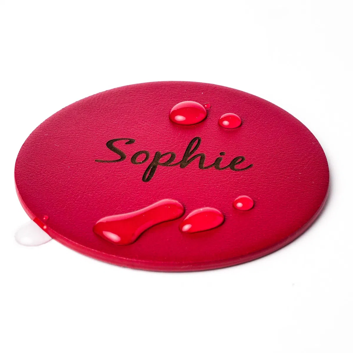 Kidia Sottobicchieri in Similpelle Personalizzati – Set 6 (Ø 10 cm) – Incisione Laser Nomi – 3 Strati Premium, Impermeabili, Eco-Sostenibili – Accessori Bar, Casa, Regalo (6, Rosso)