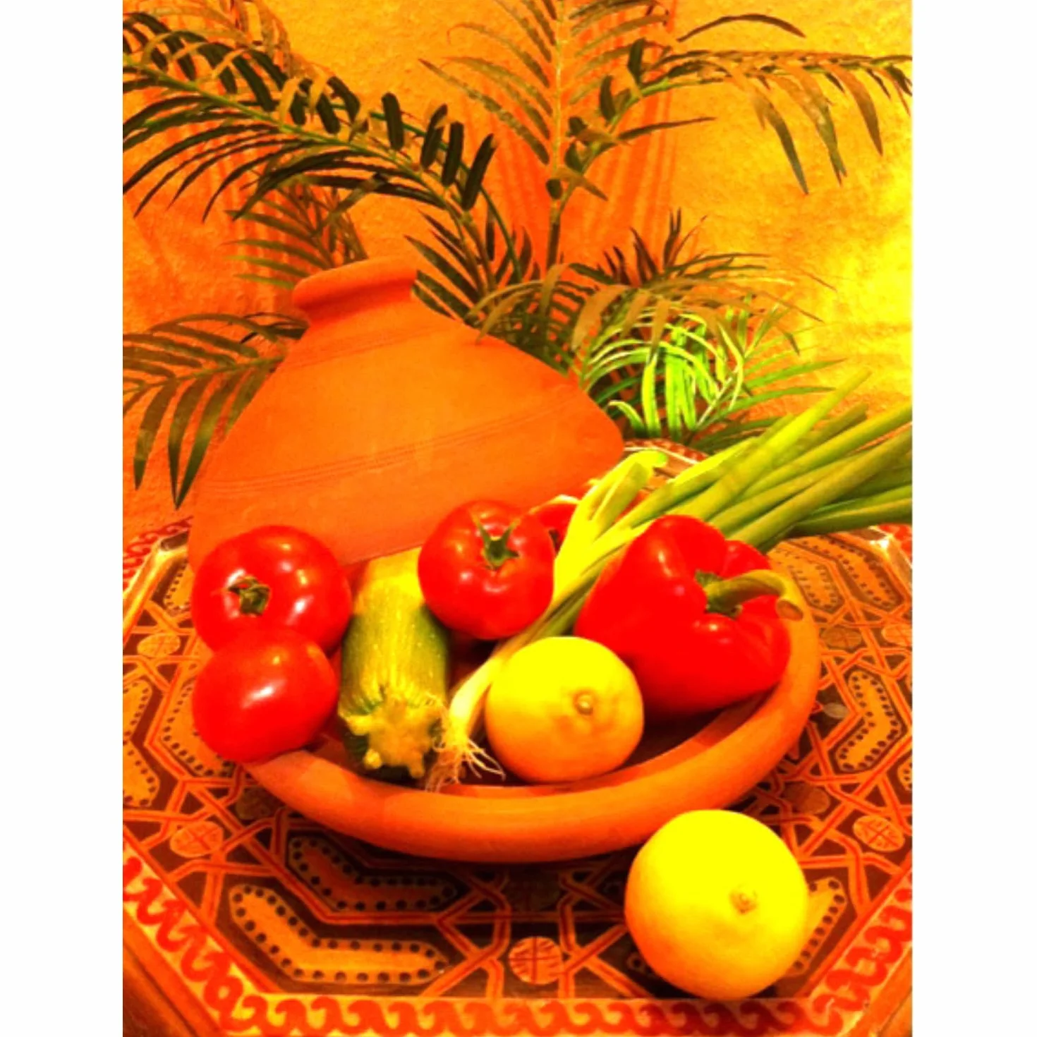ORIGINALE Tajine marocchina in terracotta Tuareg Ø 30cm per 4-5 persone | Piatto Tagine con coperchio Fatto a mano | non smaltata e priva di materiali tossici per la vostra cucina marocchino