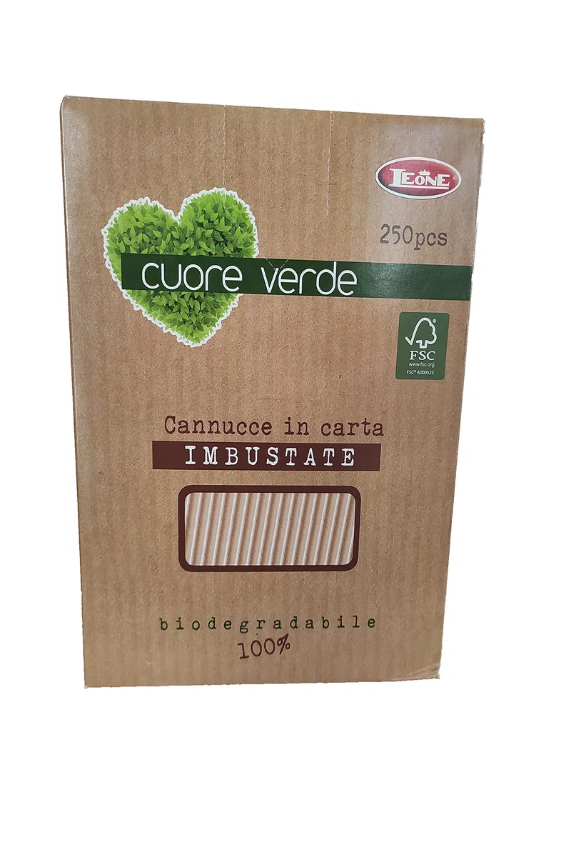 Leone Cannucce Kraft Imbustate Bio, 21 cm, conf. 250 Pezzi
