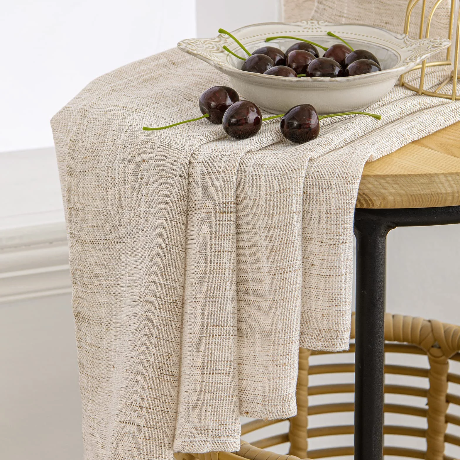 MIULEE Voile Tende Lino Tenda a Pannello Tende per Interni Traslucido Tende Camera da Letto Moderne per Soggiorno Lino Trasparente per Porte Balcone Adatte 140x260 cm Naturale 2 Pannelli