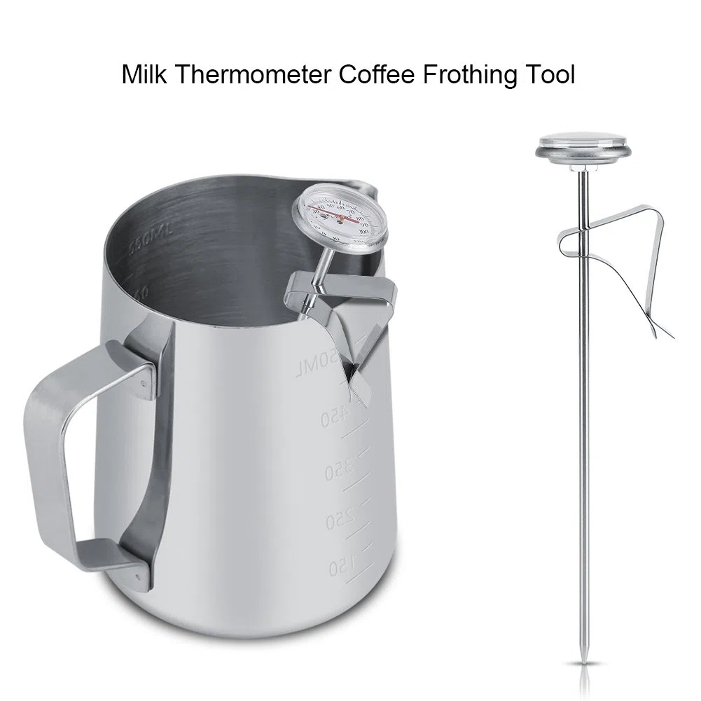 Termometro per caffè al latte Acciaio inossidabile Accessori per la lisciatura 14-230 ℉ Facile da pulire Ideale per bevande al caffè