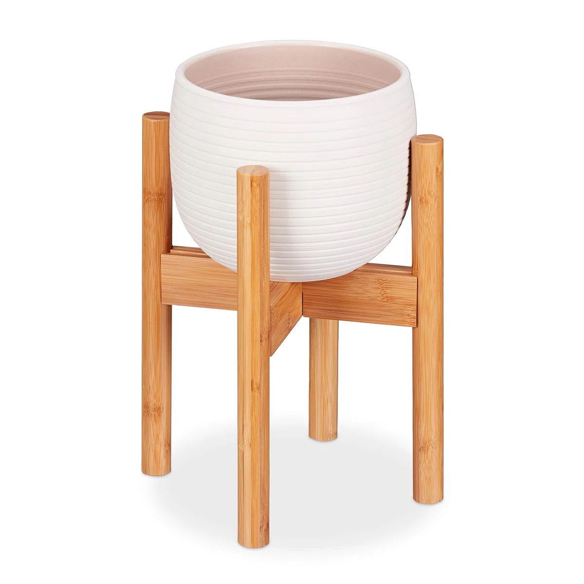 Relaxdays Portavasi in Bambù, Regolabile, per Vasi da max. 32 cm, Portafiori, Supporto per Piante, H:35,5 cm, Naturale