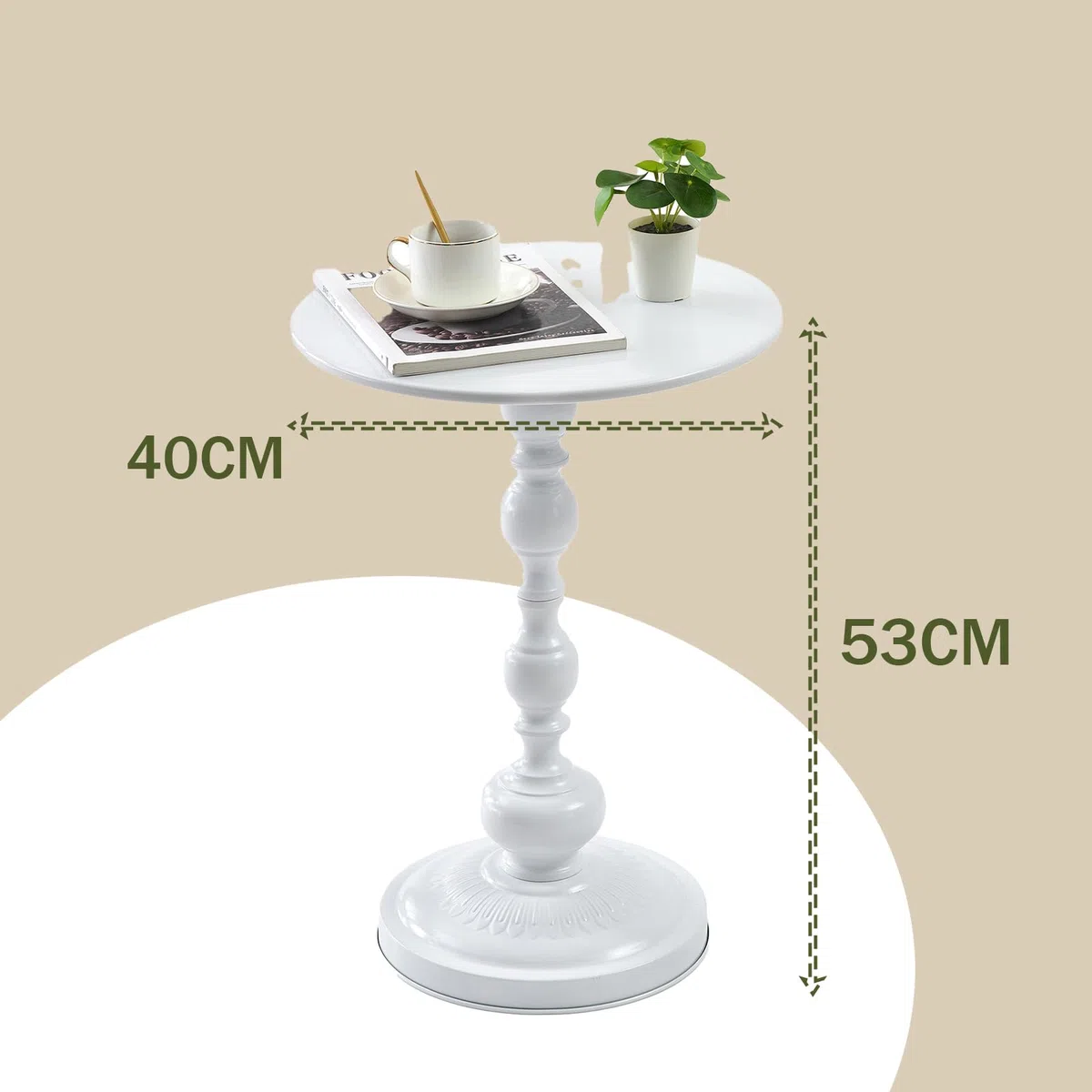 Set da 2 Tavolini Piccolo da Salotto, Tavolino da Balcone, Vintage Tavolino Piccolo in Metallo, Creativo Coffee Table (Bianco, 40 x 45 cm)
