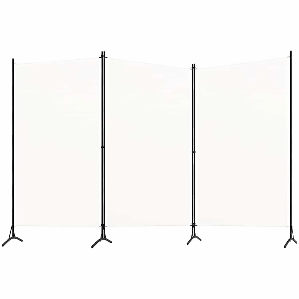 vidaXL Paravento a 3 Pannelli, 260x180 cm, Tessuto in Poliestere & Struttura in Ferro, Bianco, Schermo Privacy Pieghevole, Parete Divisoria Mobile, Camera e Ufficio, Arredo Casa
