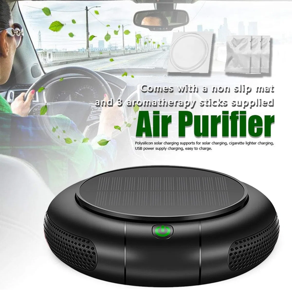 Aspiratore Fumo Sigaretta Diffusore Profumo 2 in 1, con Sistema di Filtraggio HEPA E Ricarica Solare, Elimina Il 99,97% di Polvere, Fumo, Odori E Allergeni