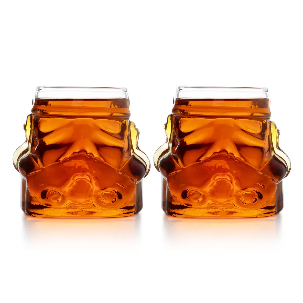 ThumbsUp! Set di 2 bicchieri da whisky originali a forma di casco Stormtrooper trasparenti, per whisky, bourbon, scotch e gin, 300 ml ciascuno, set regalo perfetto per uomo