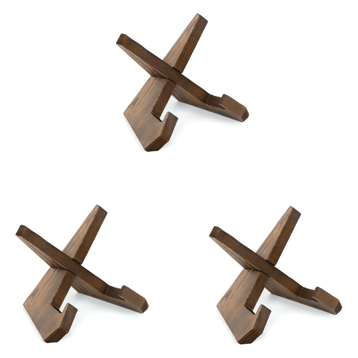 ANBOXIT Supporto Porta Piatti da Esposizione in Legno - 3 Pezzi Piedistallo Cavalletti in Legno, Porta Foto da Tavola, Supporto per Cornice - 12 cm