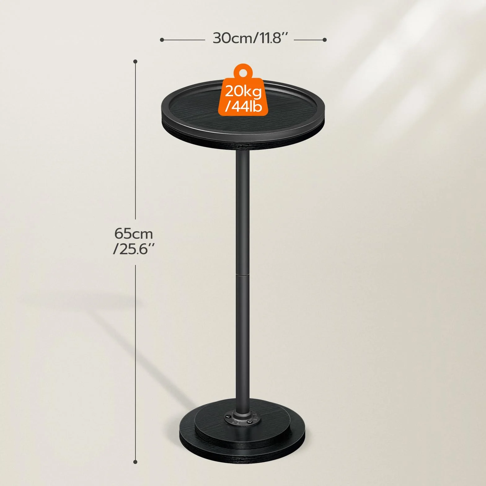 HOOBRO Tavolino, Tavolo per Bevande, Tavolino Rotondo per Spazi Ridotti, Tavolo Martini, per Soggiorno, Camera da Letto, Base per Divano Letto, Nero EBB168BZ01