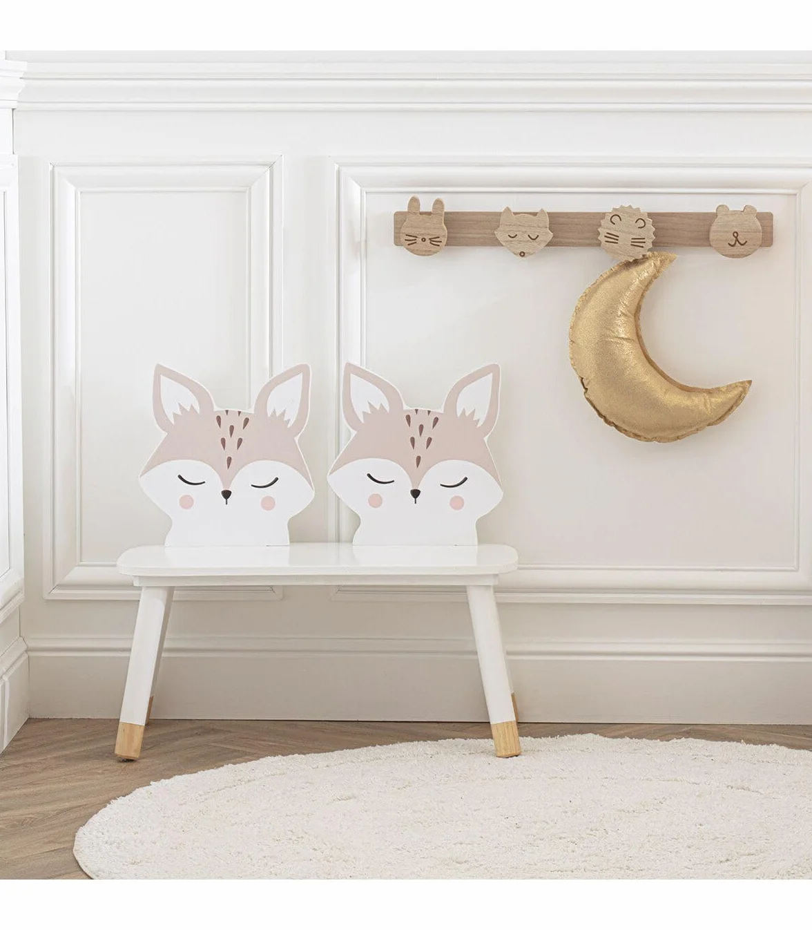 ATMOSPHERA CREATEUR D'INTERIEUR - Panchina per bambini fox in legno bianco 56x28cm