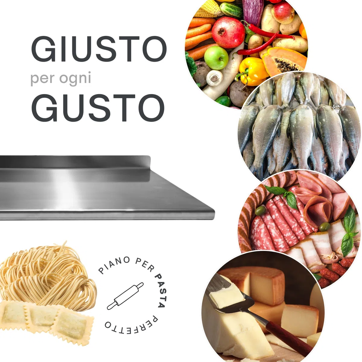 PRM Acciai Tagliere Acciaio Inox - Tagliere da Cucina e Spianatoia Acciaio Inox per Impastare Pizza, Pane, Pasta Sfoglia, Cioccolato e Dolci - 300x500 Con Piega Frontale 20mm. No Alzatina Paraschizzi.