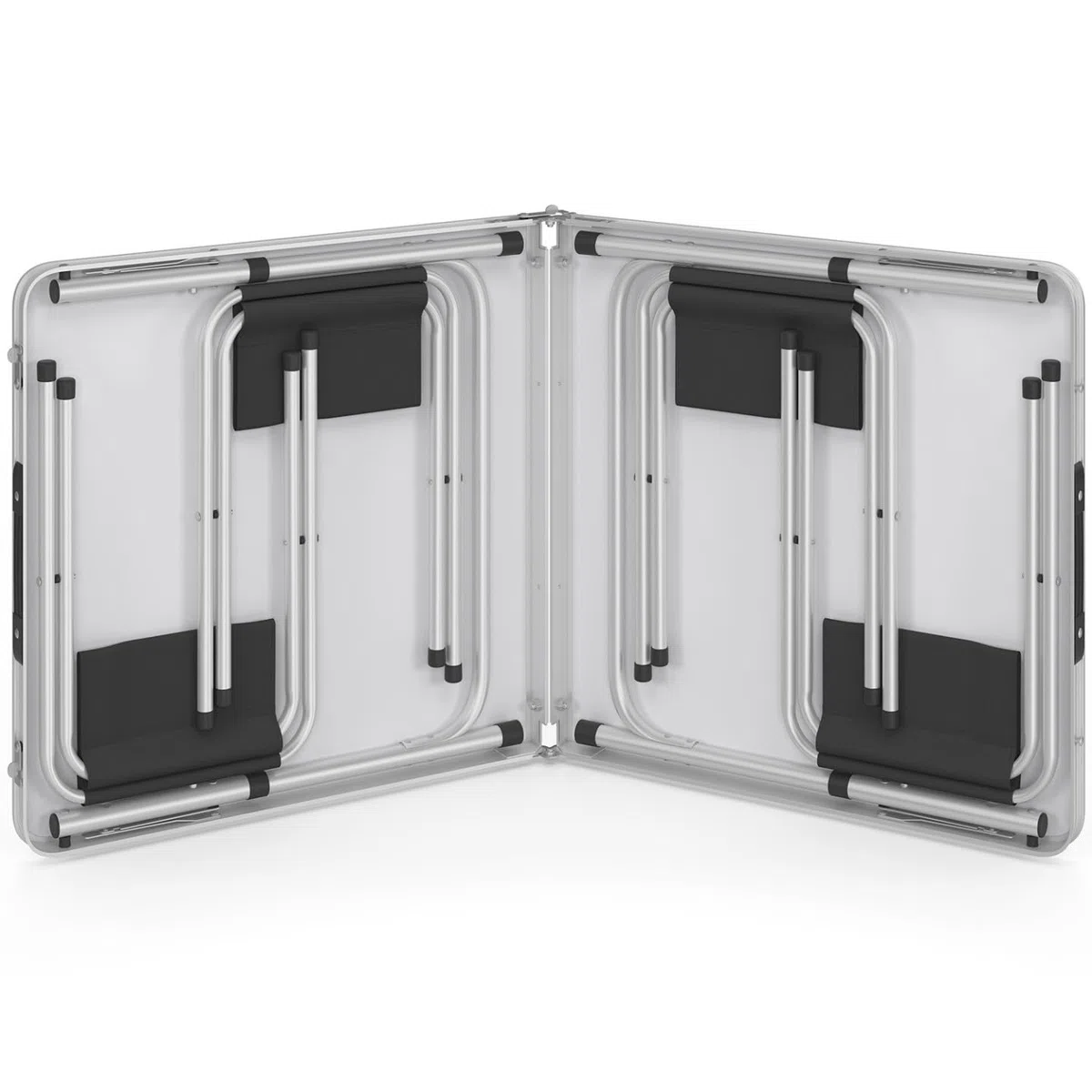 IDMarket - Tavolo da campeggio pieghevole regolabile in altezza da 120 cm e 4 sgabelli neri