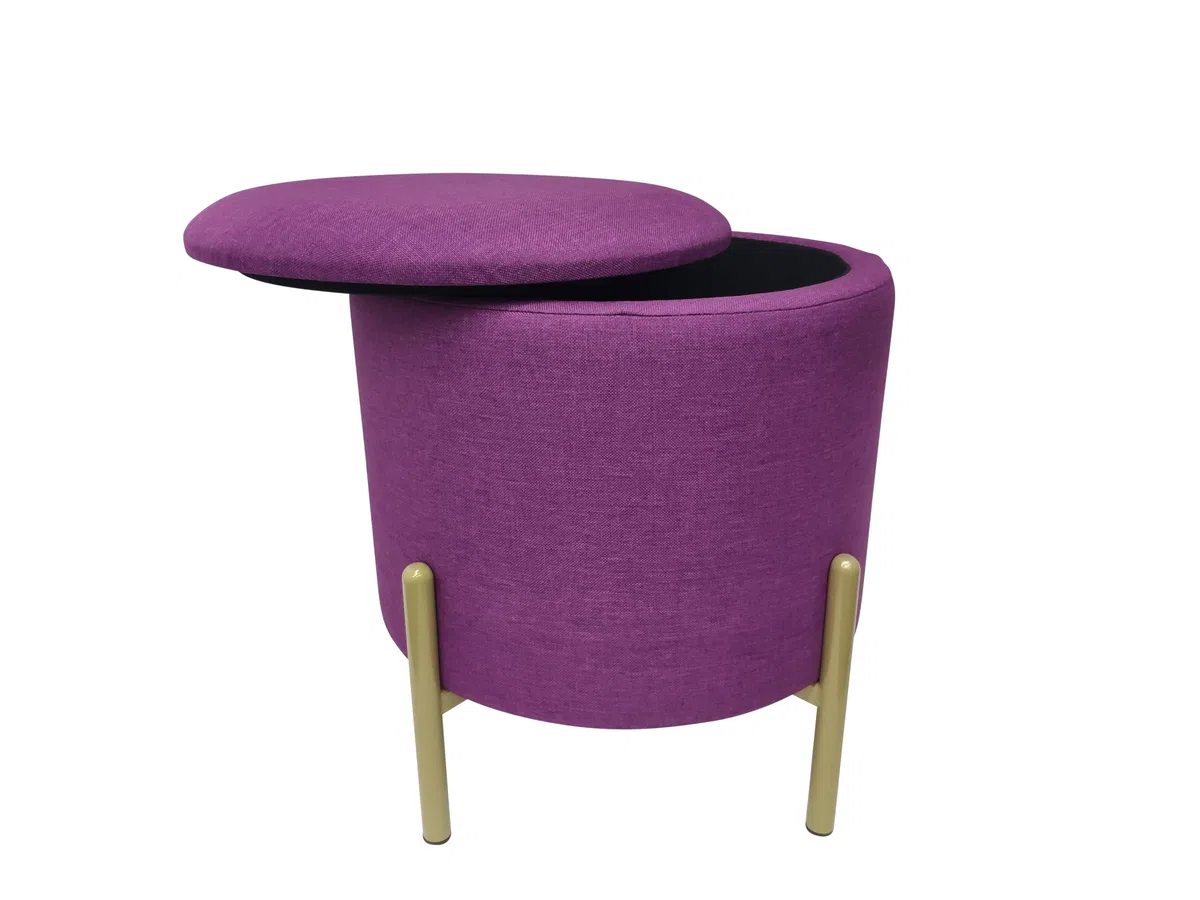 ECHTWERK Pouf Logan, con vano portaoggetti, Coperchio Rimovibile, Contenitore Rotondo, con Piedi in Legno, Adatto per Camera da Letto e Soggiorno, 40 x 40 x 40 cm, Fino a 150 kg, bay