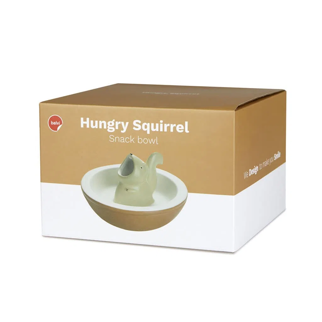 Balvi Vassoio Snack Hungry Squirrel Due-in-Uno Snack Ciotola con vano Interno per gusci di Noci o OSS