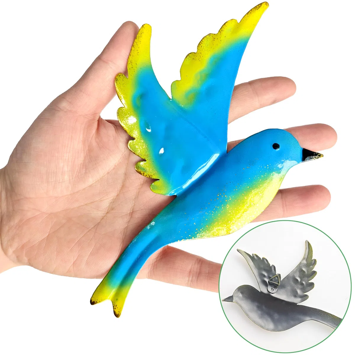 Luccyle Decorazione da parete in metallo Tree of Life con foglie verdi e colibrì Grande decorazione da parete in metallo Tree of Life Regalo ispiratore per la tua casa o il tuo giardino 24,8 pollici