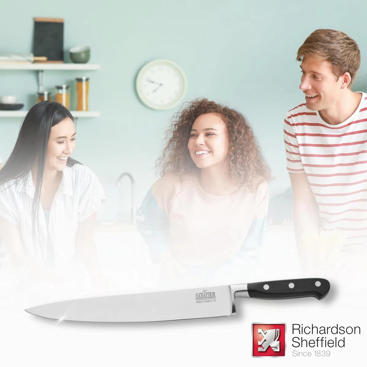 Richardson Sheffield - Coltello da Chef V Sabatier, 25 cm, Color Argento