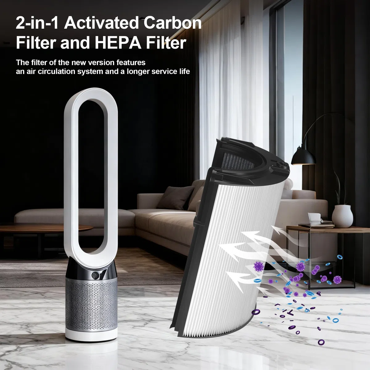 Filtro di ricambio per purificatore d'aria Dyson Pure Hot Cool,compatibile con Dyson HP04 TP04 DP04 PH04 HP09 TP09 HP07 TP07 PH03 PH01,filtro filtro a carbone attivo 2-in-1 per Dyson purificatore aria