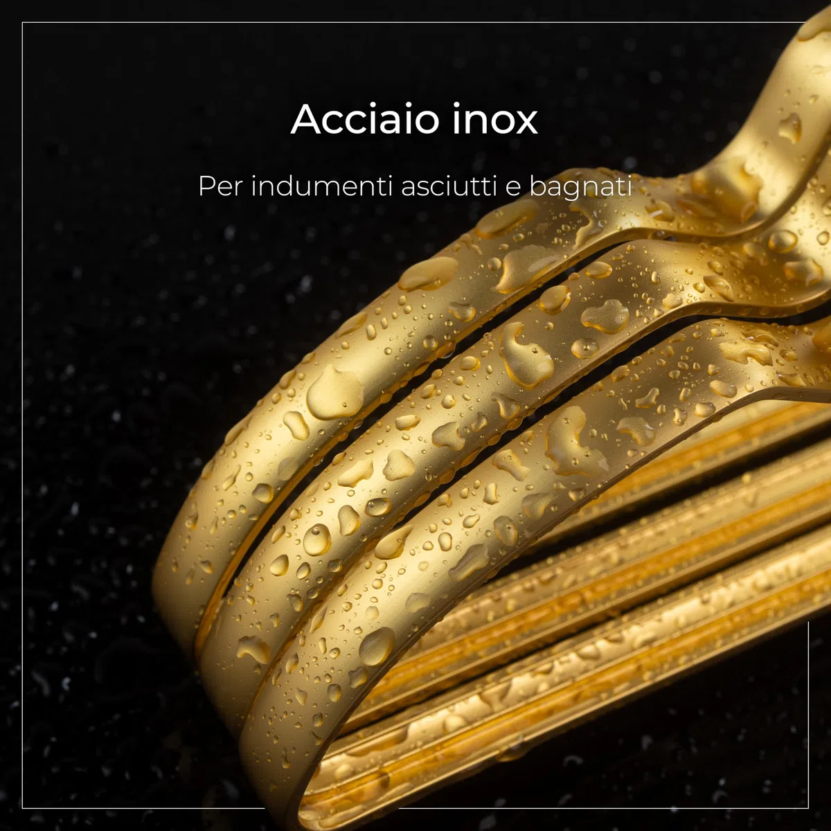 Parusia Appendiabiti Oro, 42 cm di larghezza, 1 cm di spessore, appendiabiti in metallo inossidabile, forma stabile, per riporre e organizzare gli abiti risparmiando spazio nell'armadio, porta abiti
