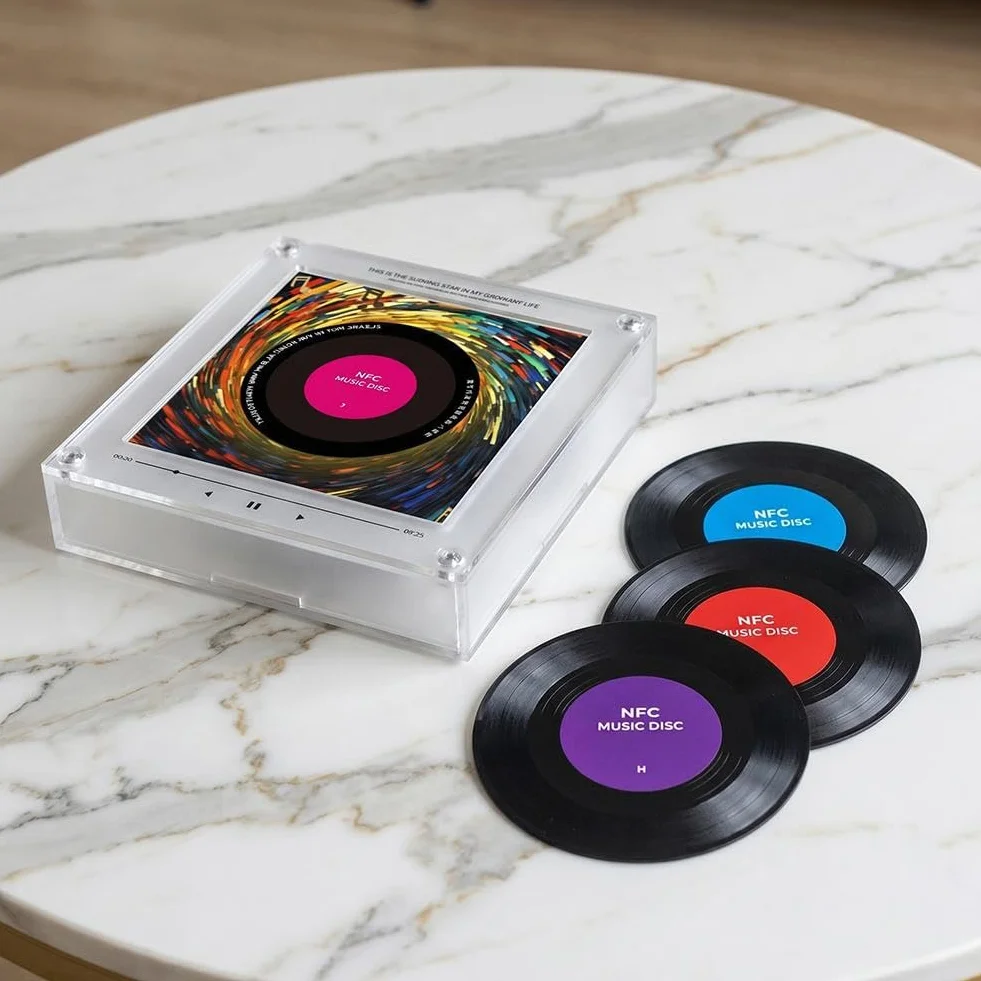 Magneti per frigorifero musicali - Magneti musicali per frigorifero, magnete per frigorifero magnetico con altoparlante canterino a induzione NFC, magnete per frigorifero musicale retrò con lettore