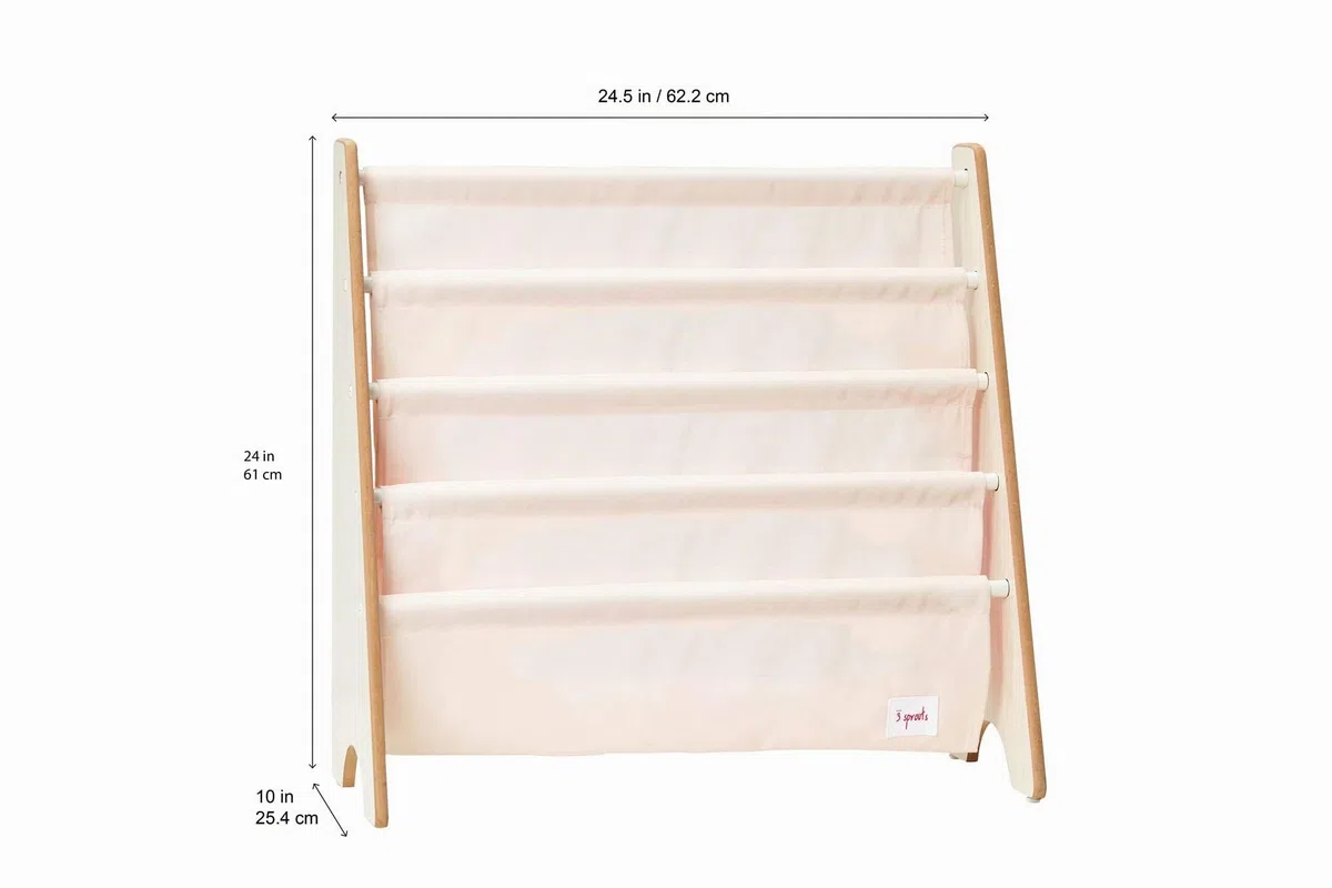3 Sprouts, Libreria Frontale Montessoriana per Bambini, Ideale per Organizzare e Contenere Libri, Scaffale Libreria Decorata con Gufo Grigio, 61x63x25,4 cm