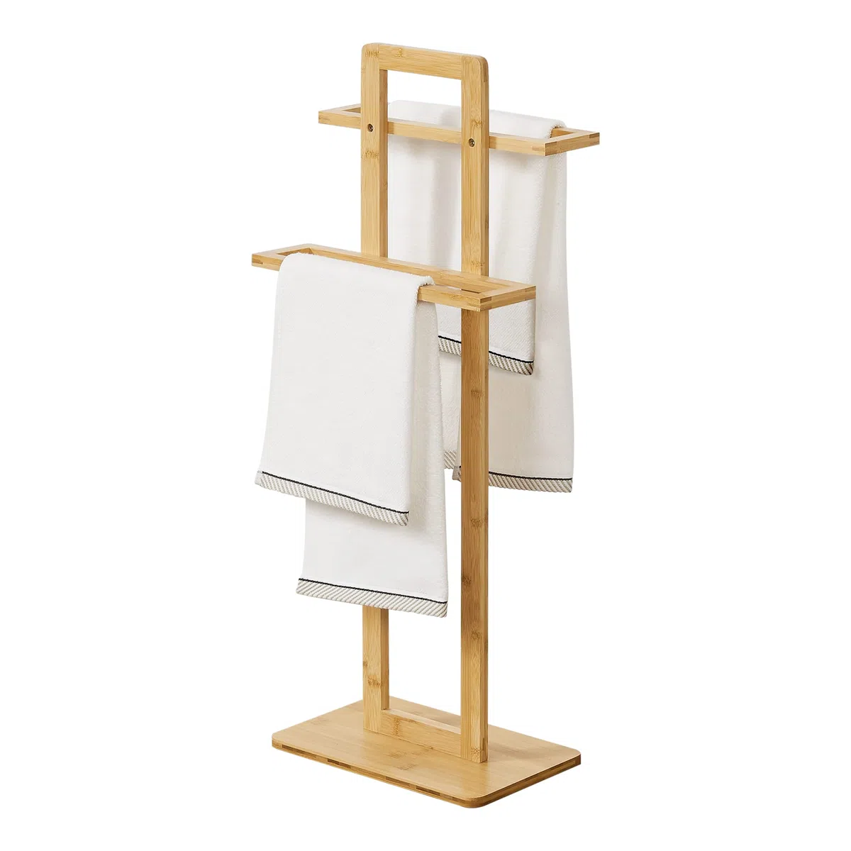 [en.casa] Portasciugamani da Terra (AxLxP) 85 x 33,5 x 20 cm Appendiasciugamani in Bambù Portasalviette a 2 Sbarre in Altezze Diverse