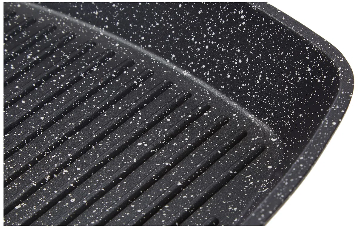 KAMBERG Padella Griglia 28 x 28 cm, Manico Rimovibile, Ghisa di Alluminio, Rivestimento Antiaderente di Alta Performance Pietra, Tutti Fornelli y induzione, Senza PFOA