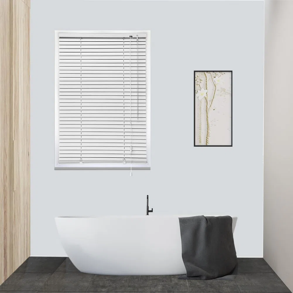 Veneziana in Alluminio 100 x 130 cm Bianco Protezione dalla luce e ai raggi solari, Montabile Senza Fori, Kit di montaggio incluso per casa, ufficio,Scuola