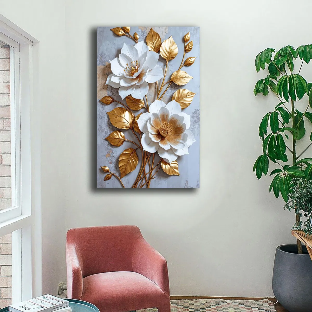 Quadri Moderni Soggiorno Verticale FIORI Quadro moderno FIORE da Parete grande XXL Stampa su tela Canvas Decorazione Murale muro Arredo Camera da letto Cucina (1, 40x70 cm, Canvas intelaiato)