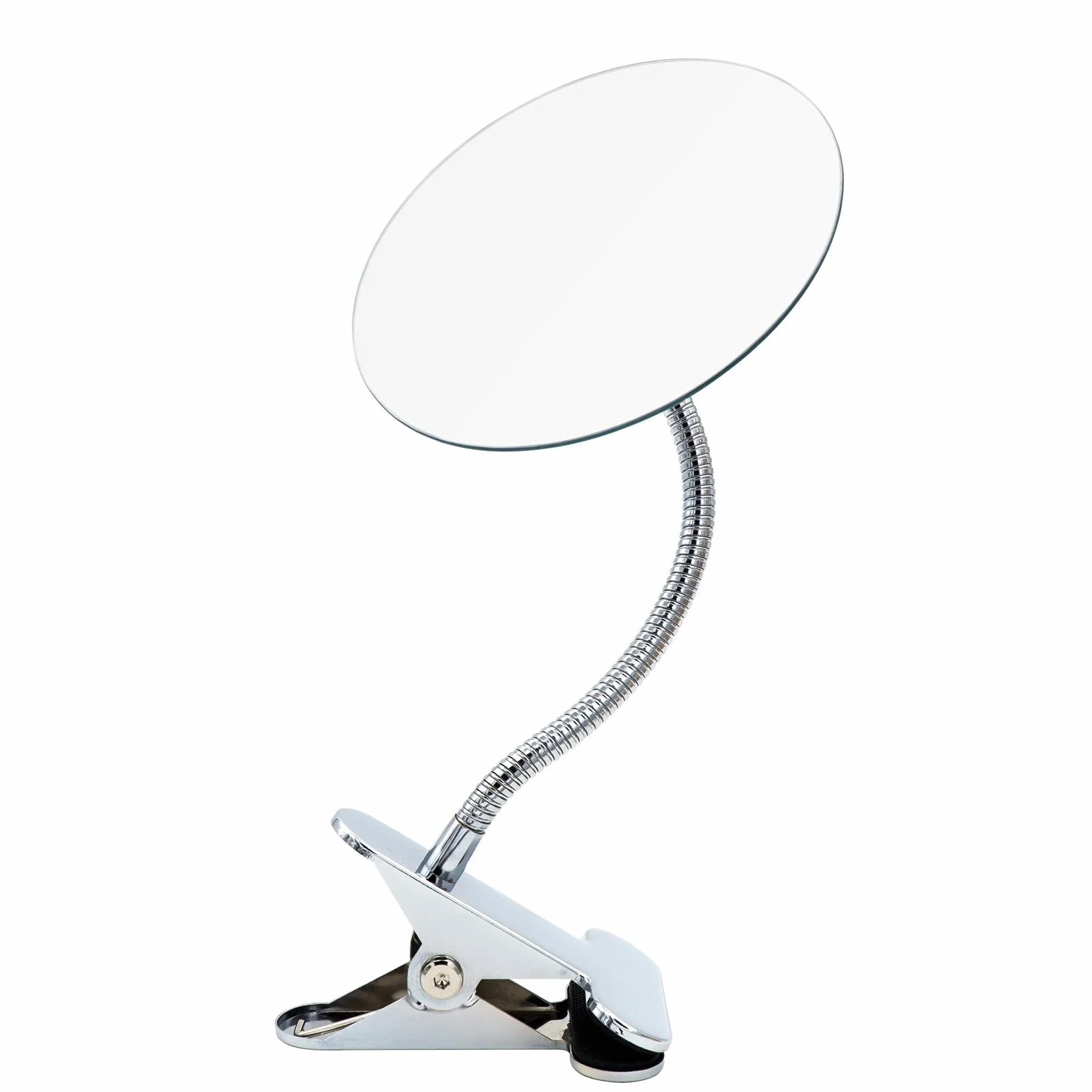 Ridder - Specchio da trucco, con morsetto, cromato, con ingrandimento 5x, flessibile, moderno e funzionale, circa 15 x 39 cm