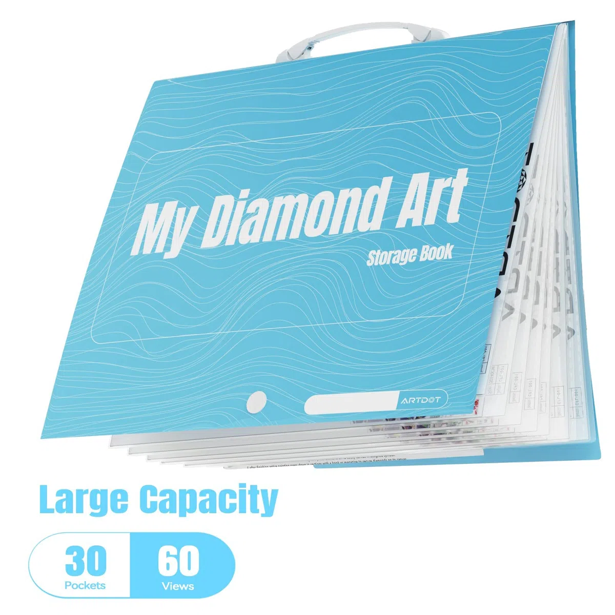 ARTDOT A2 Diamond Painting Archivio con Manico, Diamond Painting Accessori, Diamond Painting Cartella per Conservare Pittura Diamante, 30 Tasche 60 Pagine
