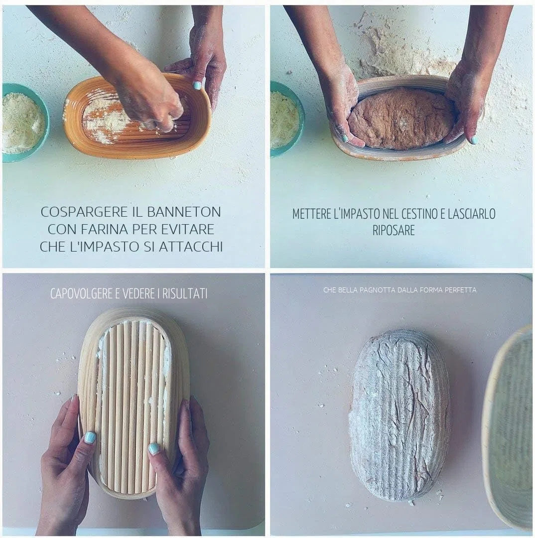 Goodchancecuk - Cestino per la lievitazione del pane, 3 pezzi, in rattan naturale, 21x15x8cm, per impasto di pane, pizza e pasticceria (ovale)