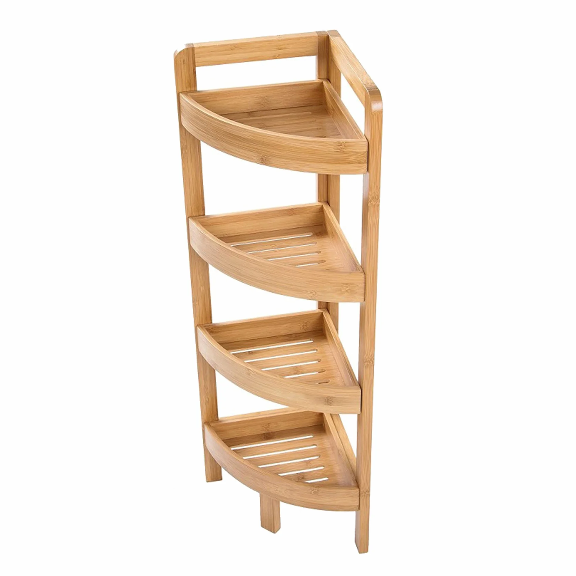 Scaffale da bagno in bambù con 4 ripiani, altezza 80 cm