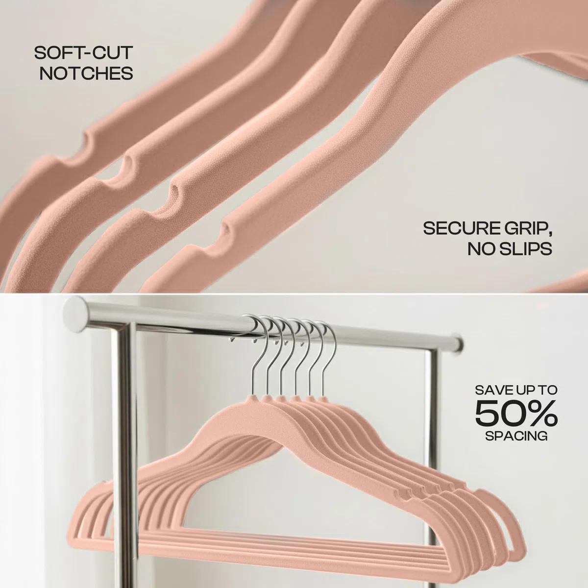 Utopia Home - Grucce in velluto - Antiscivolo e resistenti con barra per cravatte - Grucce salvaspazio per camicie, giacche e vestiti (Rosa, Confezione da 20)
