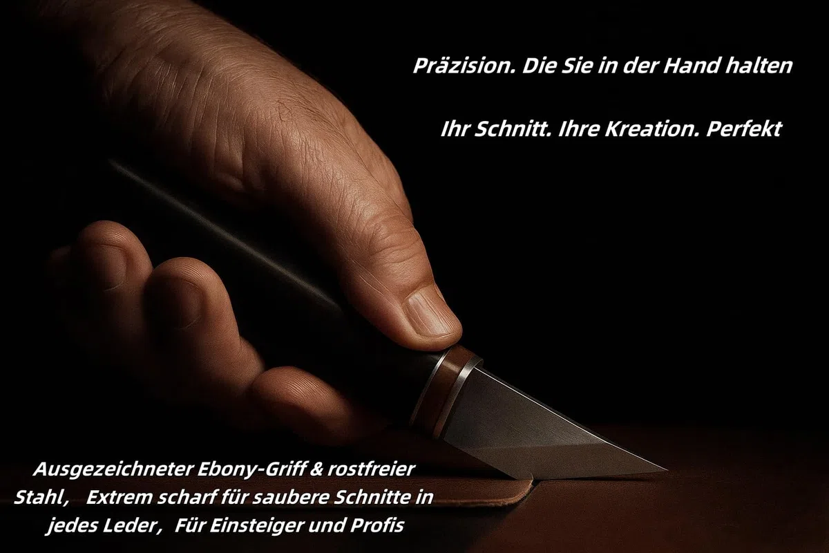 Coltello da Taglio per Pelle Professionale, Lama in Acciaio Inossidabile con Manico in Legno, Utensile da Taglio per Artigianato in Pelle Fai da Te, Skiver e Beveler per Cuoio