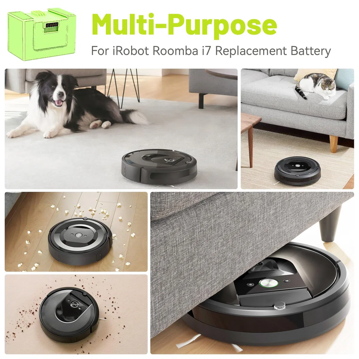 Batteria di ricambio da 5000mAh 14,4V per Roomba i7, ASUNCELL per iRobot Roomba e i Serie i7/i7+ i4/i4+ i3/i3+ e5 e6 i7158 i7550 i755020 7150 750 agli ioni di litio