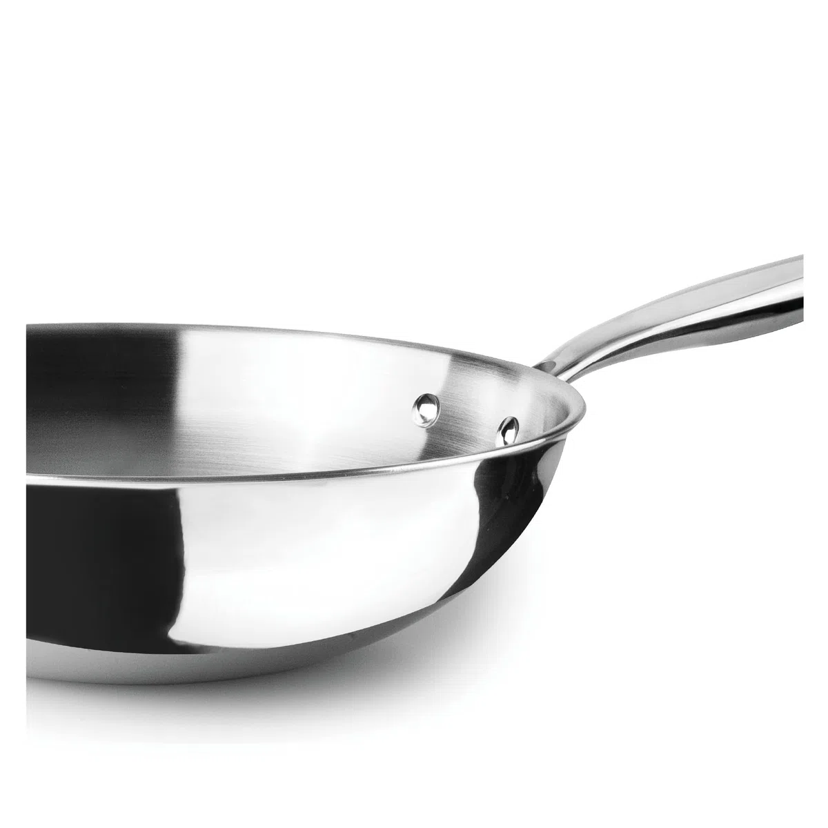IBILI - Wok Triply Natural 30 Cm, Acciaio inossidabile, Adatto per induzione, senza antiaderente