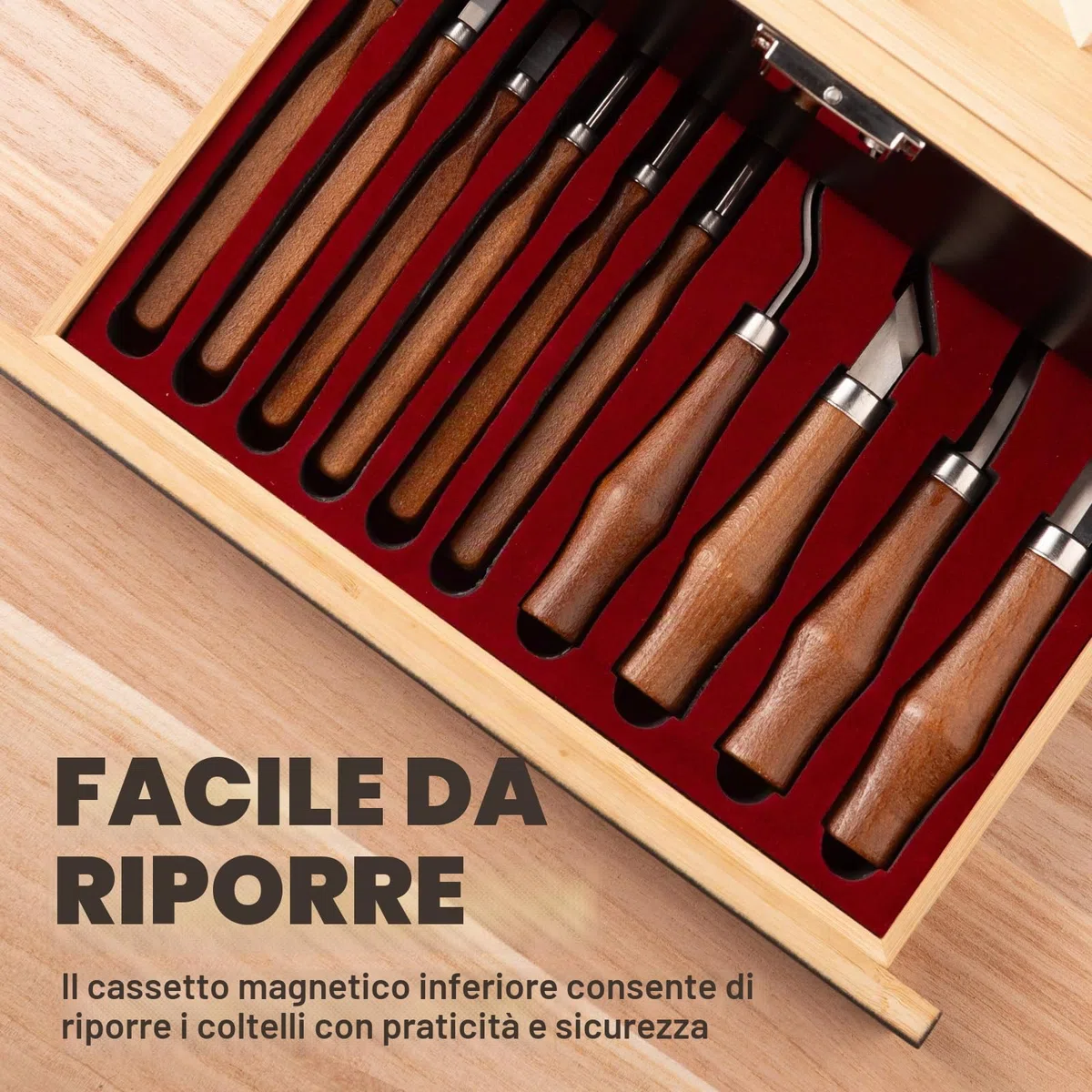 17-in-1 Kit per intaglio del legno, set di strumenti per intaglio del legno, set di coltelli da intaglio, kit per la lavorazione del legno, set di strumenti per intaglio del legno, con grandi scatole